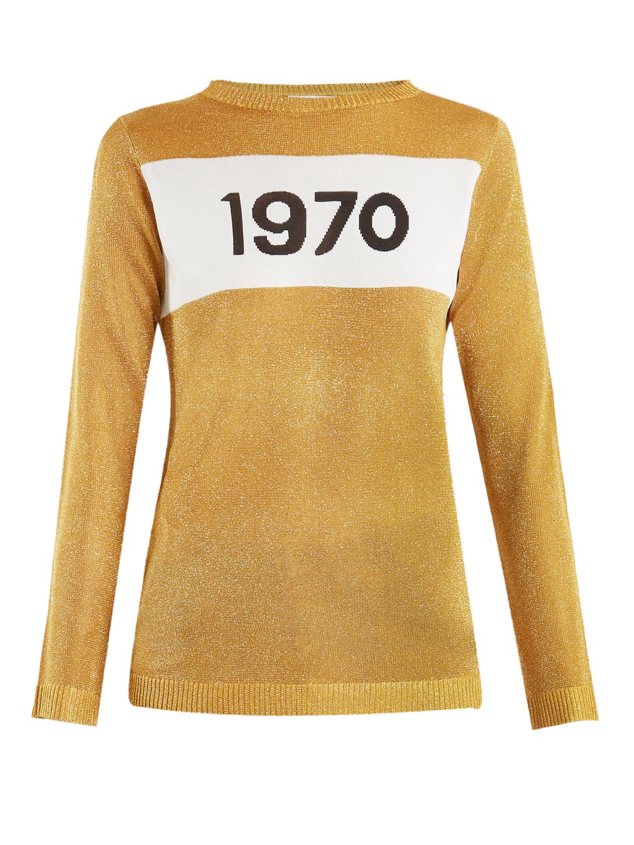 Bella Freud ベラ フロイド 1970 インターシャニット セーター メタリック Matchesfashion マッチズファッション
