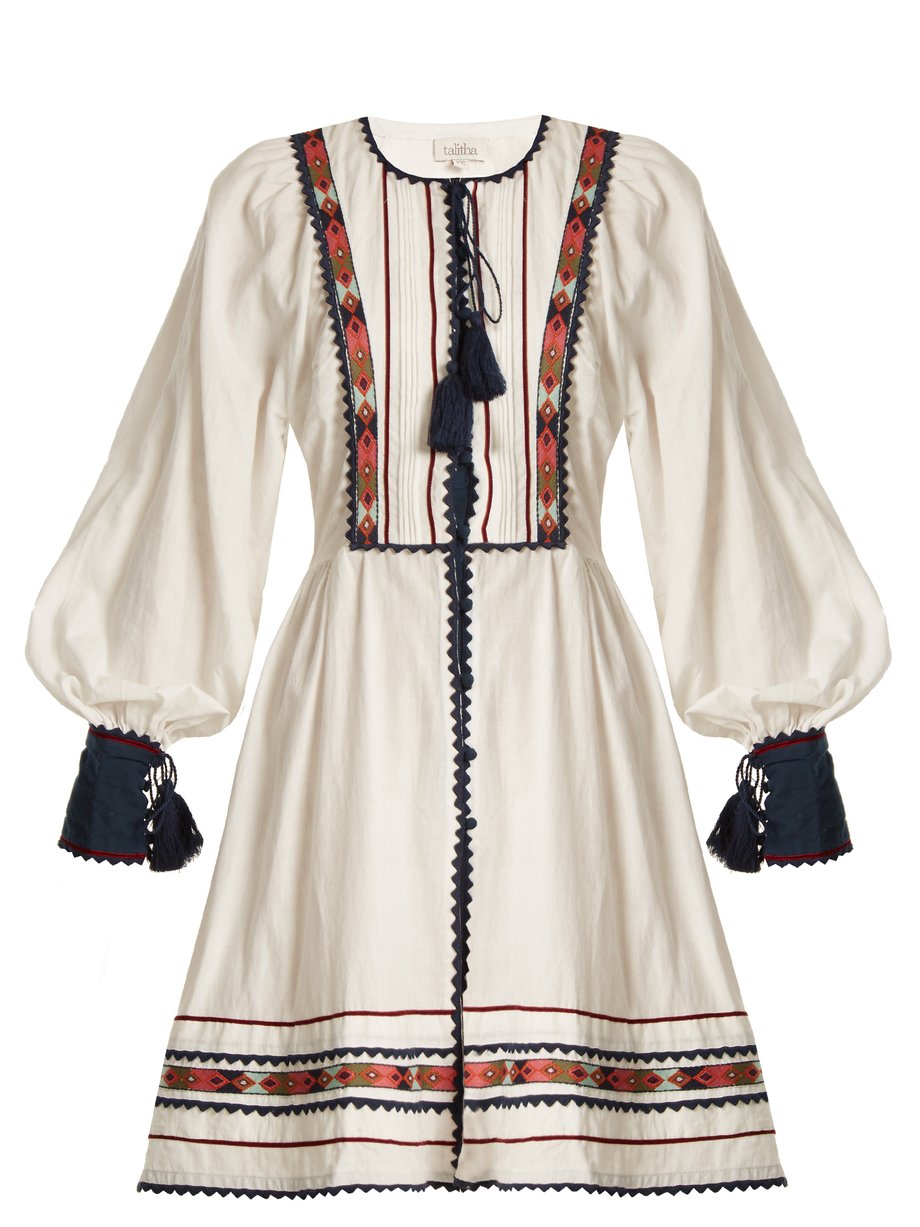 White Athena zoya-embroidered cotton dress | Talitha | MATCHESFASHION US
