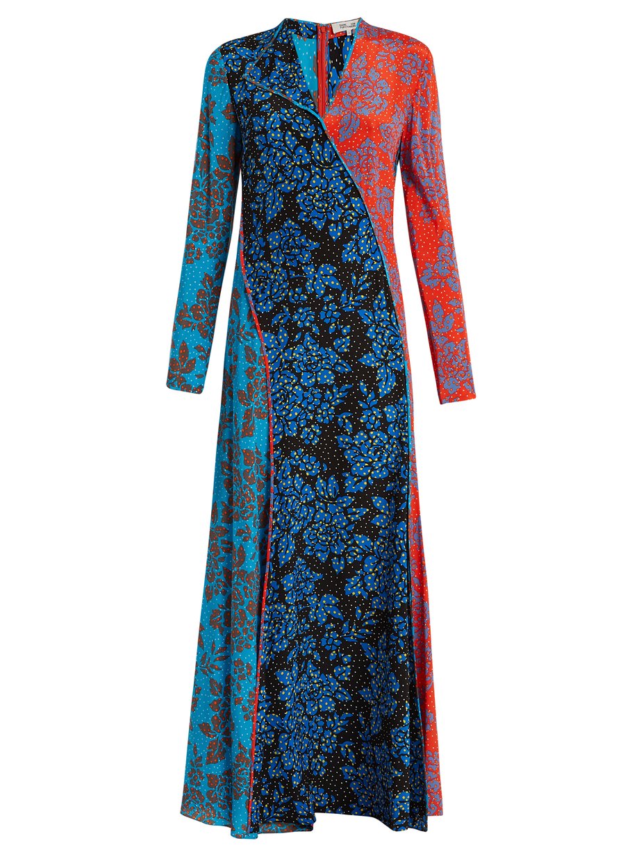 Print Callow-print panelled bias-cut silk dress | Diane Von Furstenberg ...