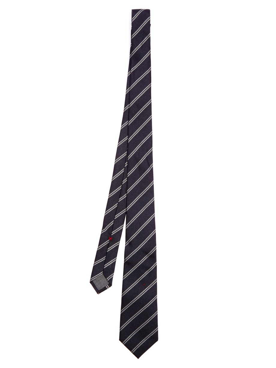 Blue Striped silk-faille tie | Brunello Cucinelli | MATCHESFASHION US