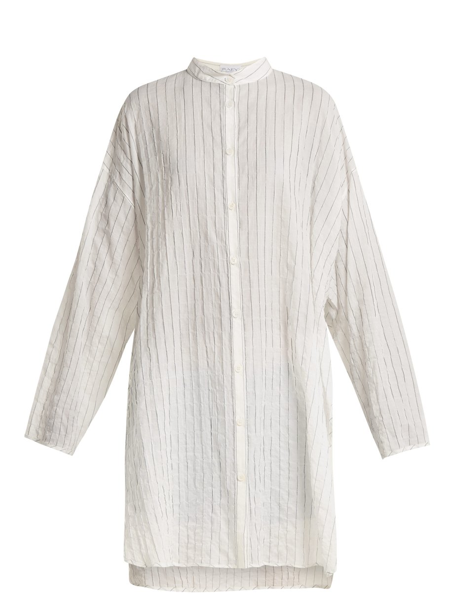 White Split-side striped sheer-cotton shirtdress | Raey | MATCHESFASHION US