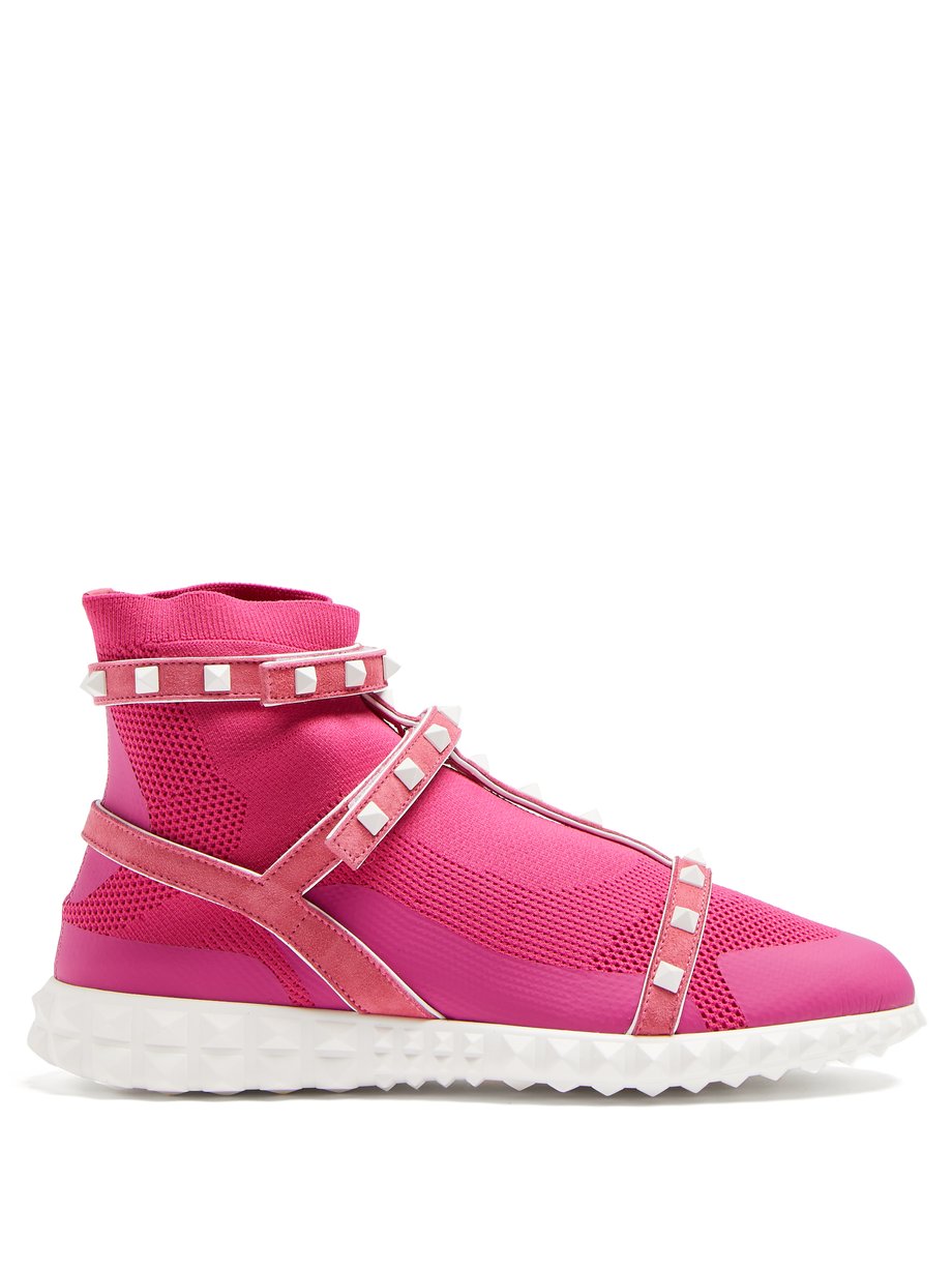 Pink Free Rockstud body-tech high-top trainers | Valentino ...