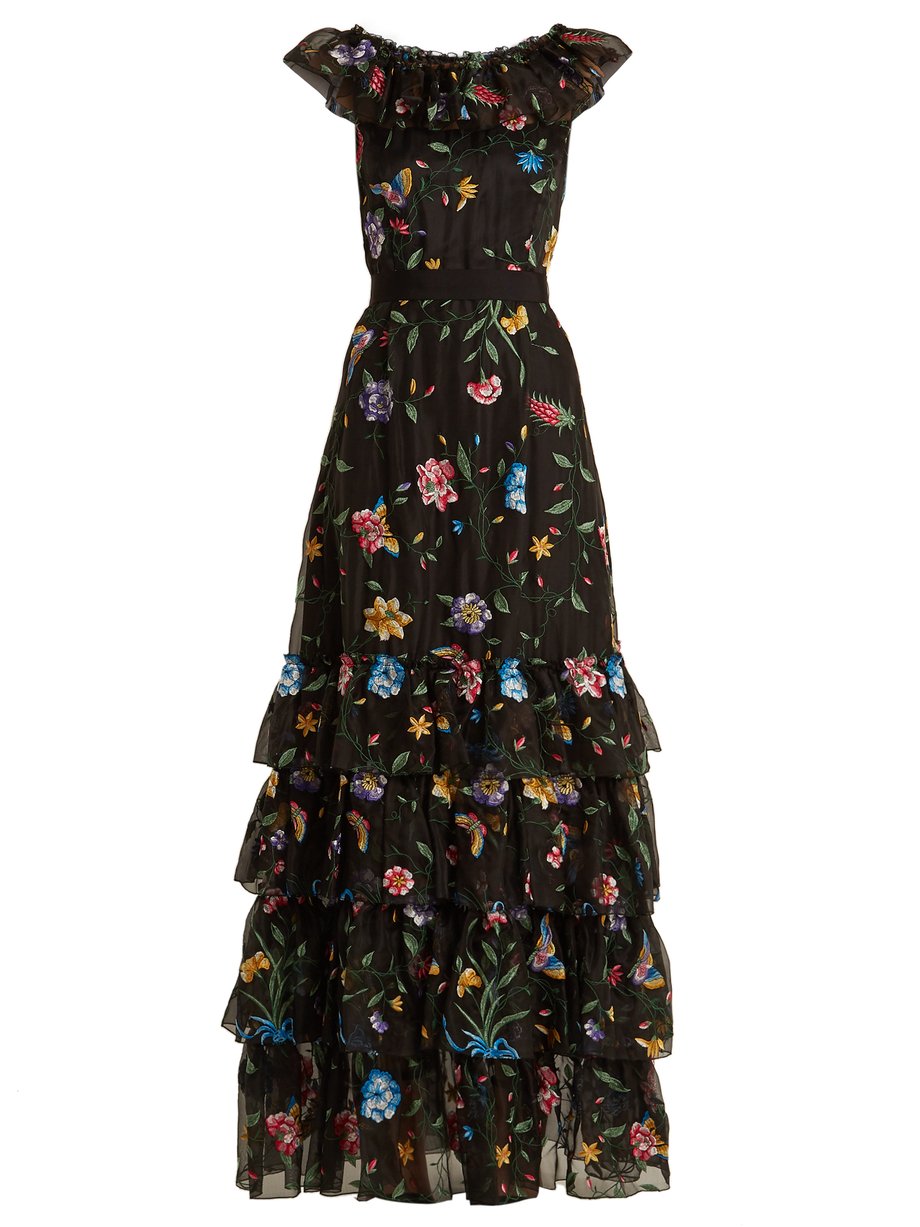 Black Fairytale floral-embroidered silk-organza gown | Goat ...