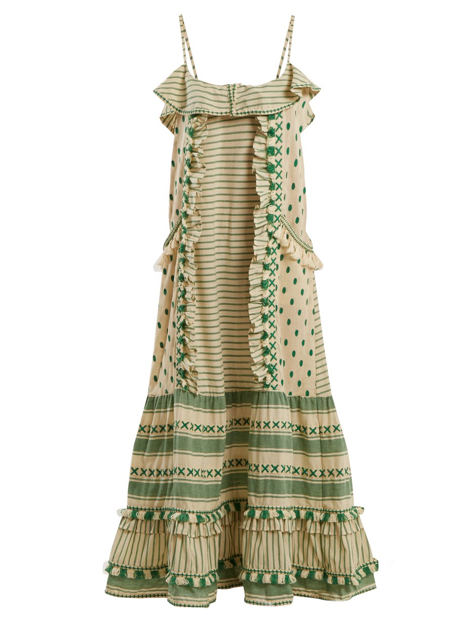 Neutral Peeri embroidered ruffle-trimmed cotton dress | Dodo Bar Or ...