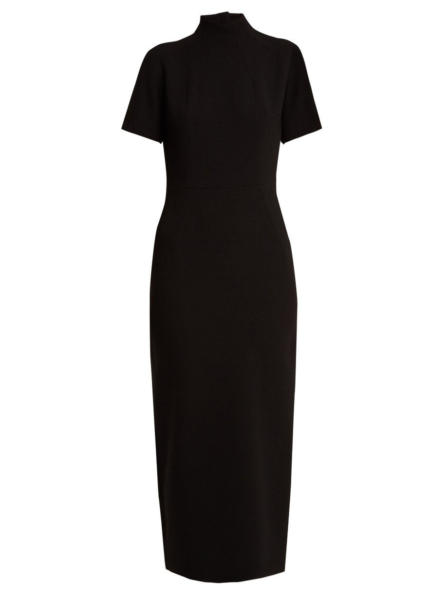 Black Augusta cut-out back wool-crepe midi dress | Emilia Wickstead ...