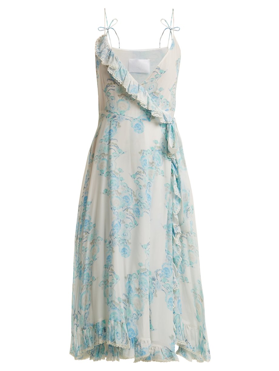 White Walking On A Dream floral-print silk wrap dress | Athena ...