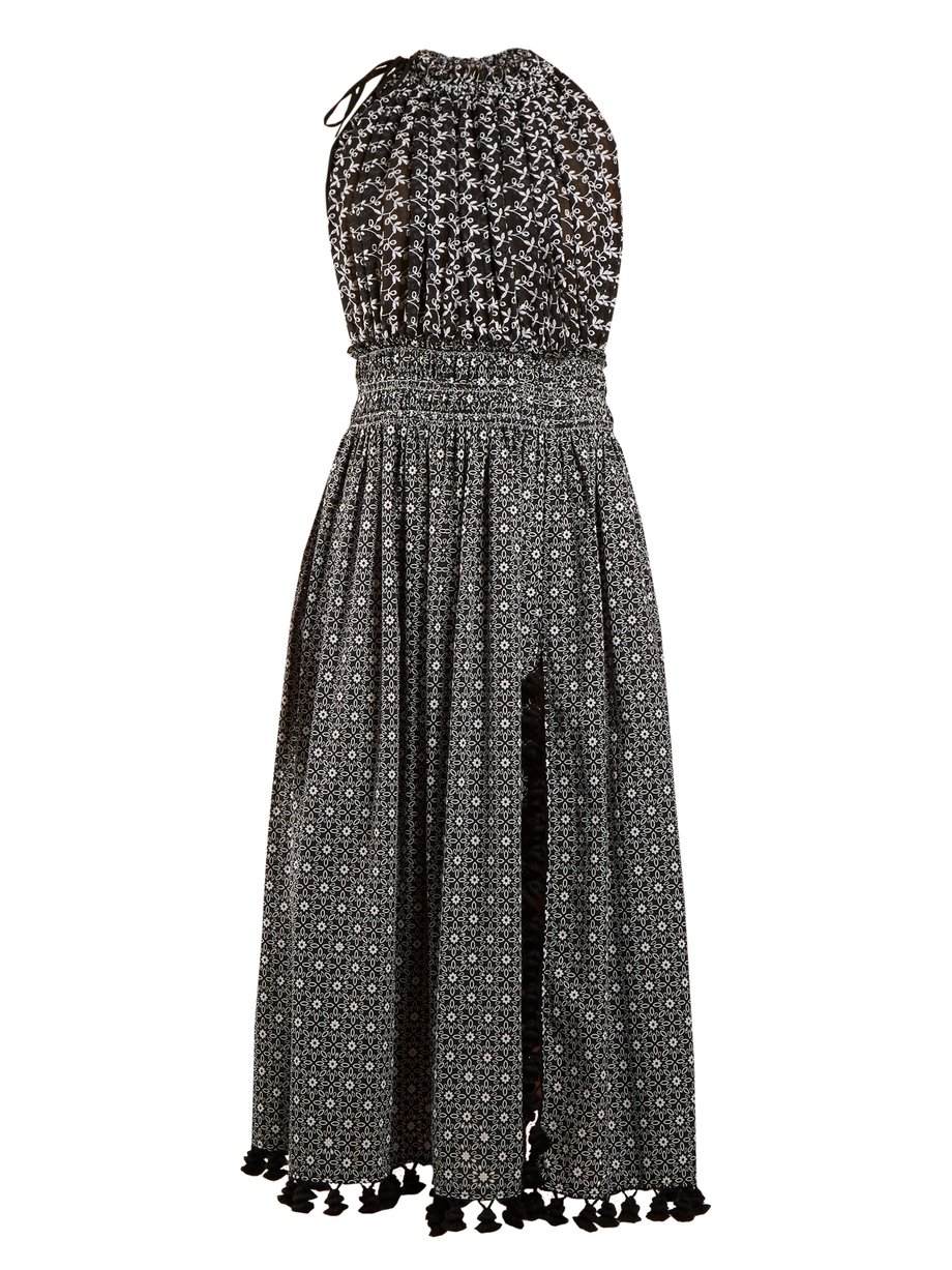 Black Vivienne broderie-anglaise gathered dress | Altuzarra ...