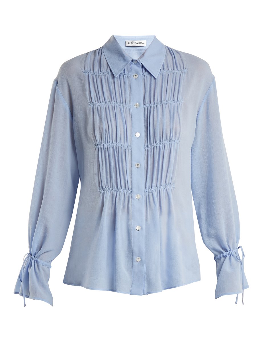 Blue Chateau ruched-front blouse | Altuzarra | MATCHESFASHION US