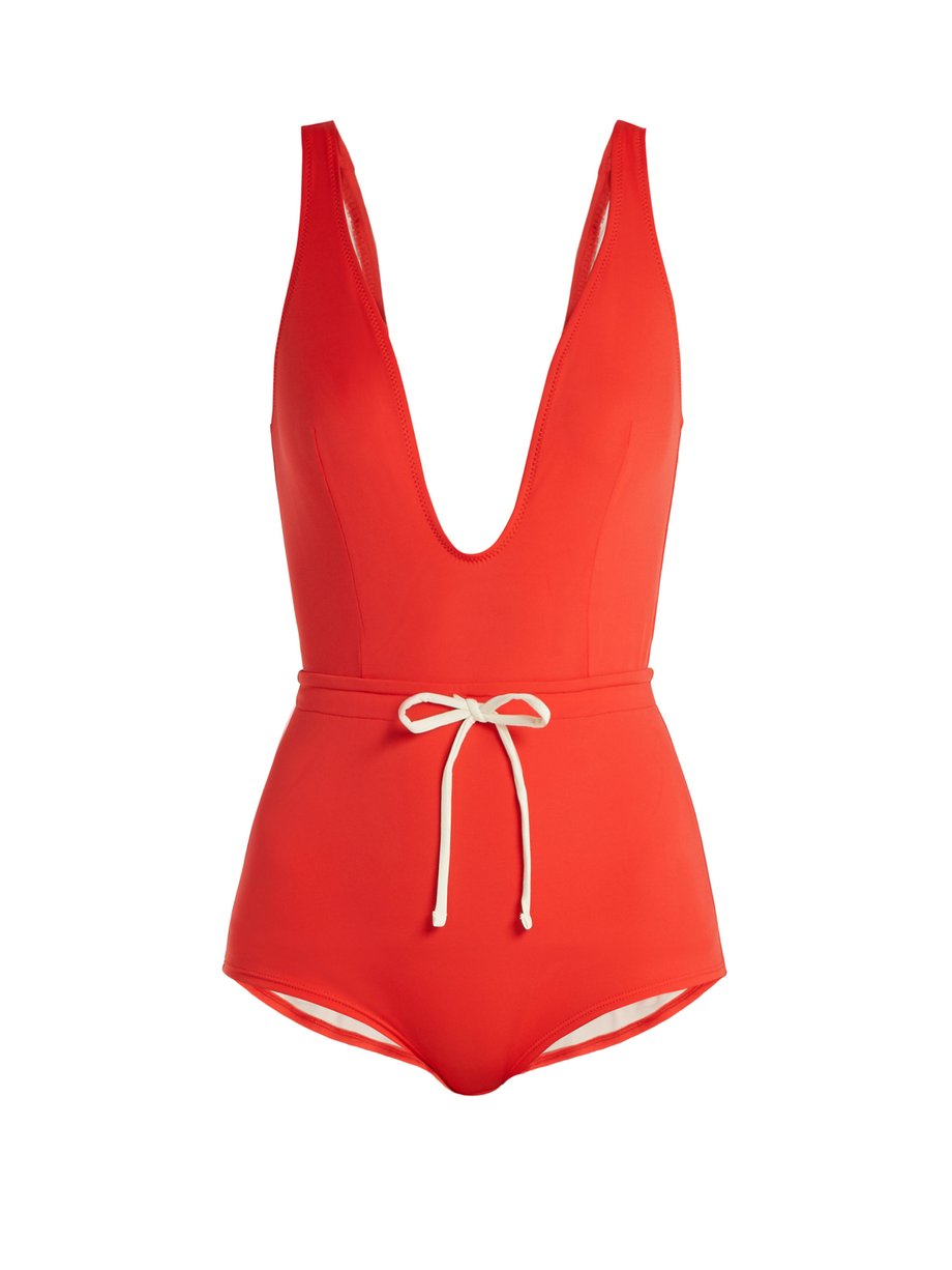 Red The Edie drawstring waist swimsuit | Solid & Striped ...