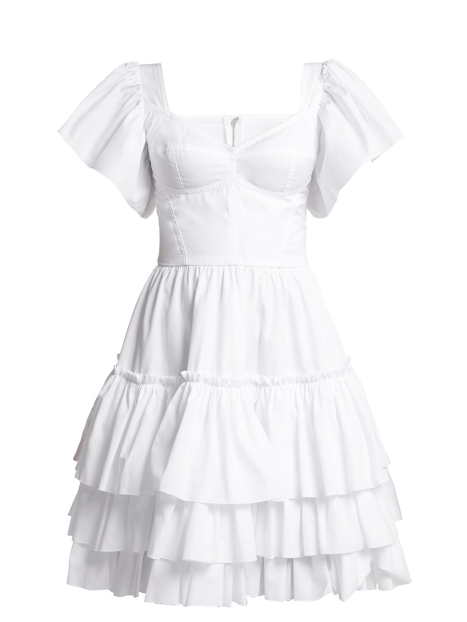 White Tiered-ruffle cotton-poplin mini dress | Dolce & Gabbana ...