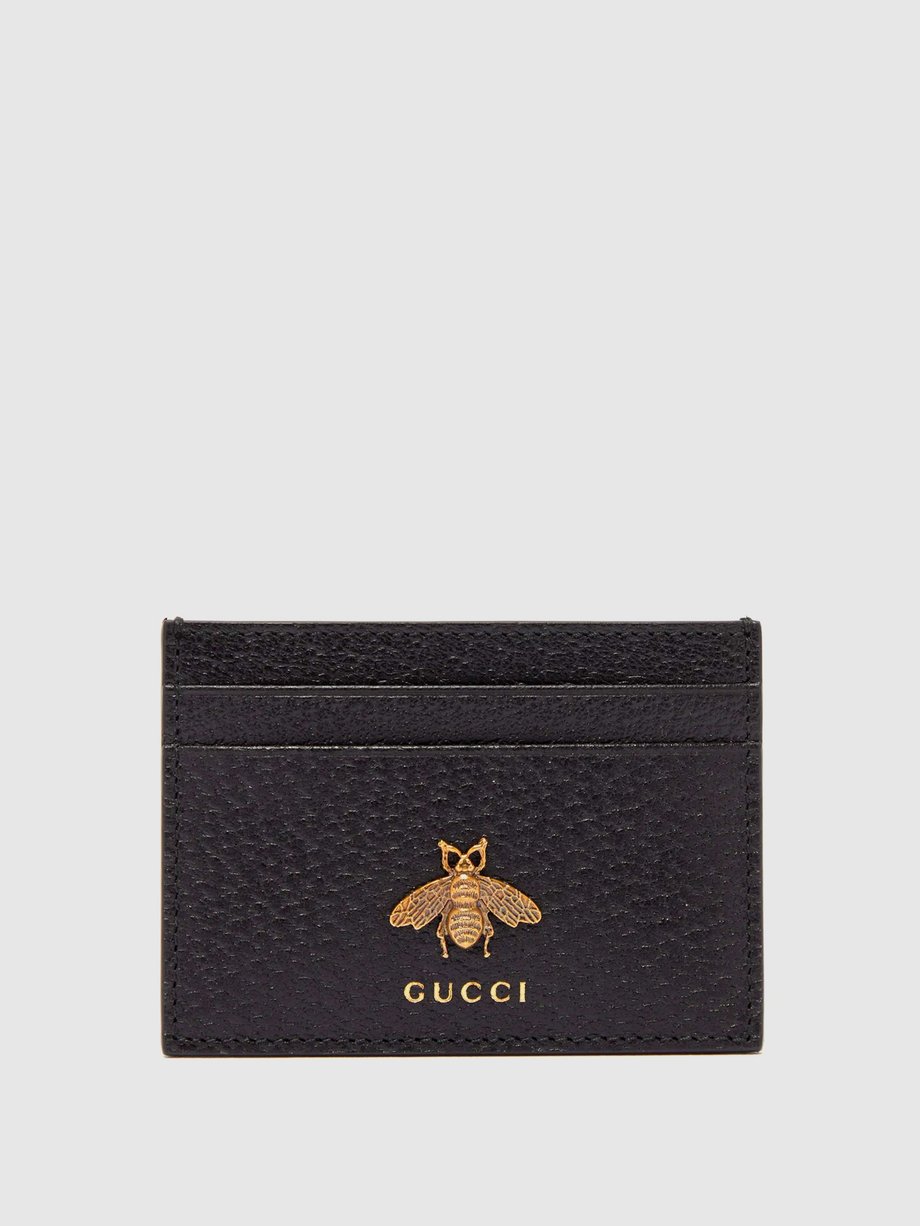 bud by Glat Black Bee-embellished leather cardholder | Gucci | MATCHESFASHION UK