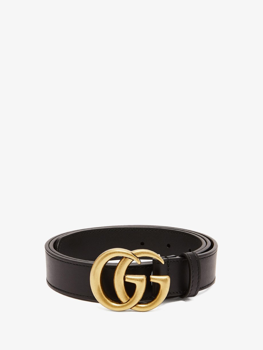 leather belt with gg detail