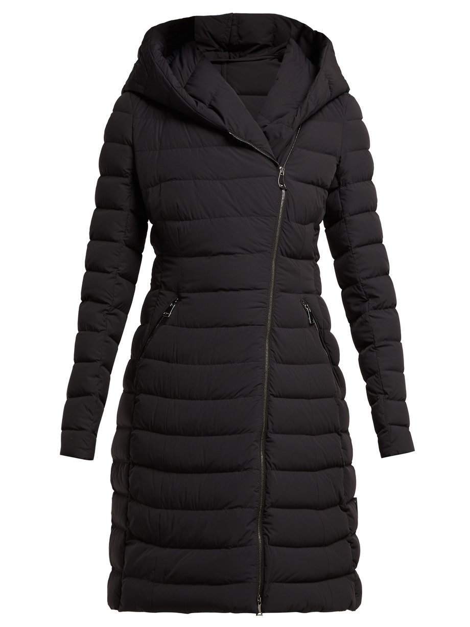 Black Barge asymmetric-zip quilted down coat | Moncler | MATCHESFASHION US