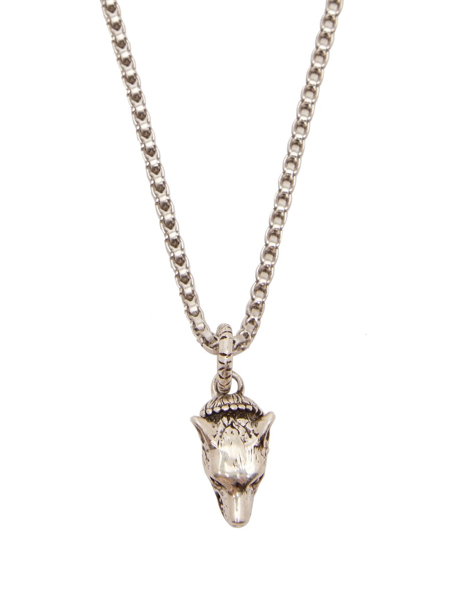 anger forest wolf head necklace