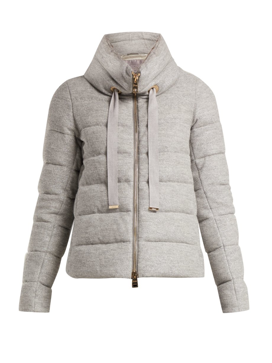 Grey Funnel-neck quilted jacket | Herno | MATCHESFASHION UK
