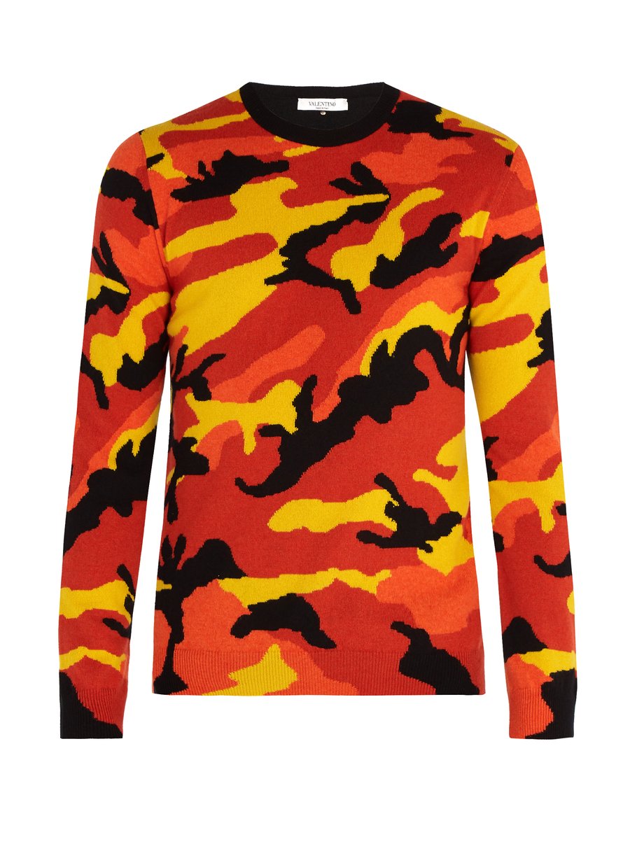 Orange Camouflage cashmere sweater | Valentino | MATCHESFASHION UK