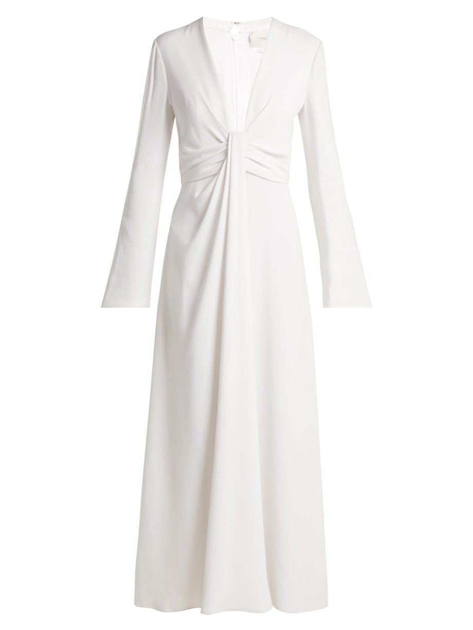 White Draped silk-georgette dress | Carolina Herrera | MATCHESFASHION US