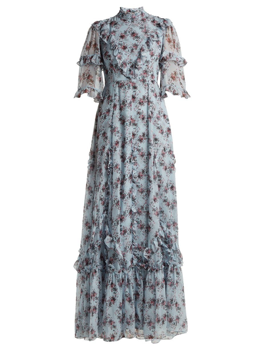 Blue Isidor Keiko-print silk gown | Erdem | MATCHESFASHION UK