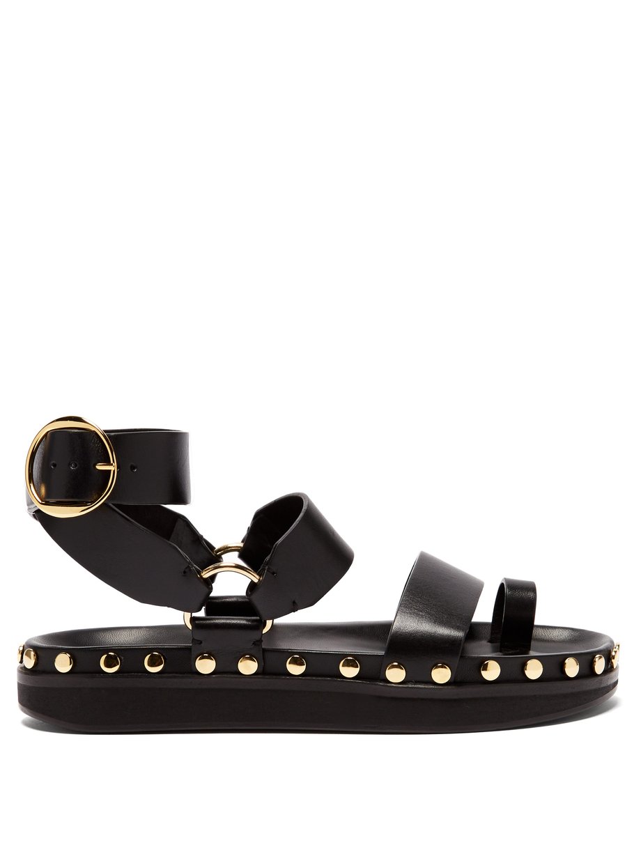 Black Nirvy stud-embellished leather sandals | Isabel Marant ...