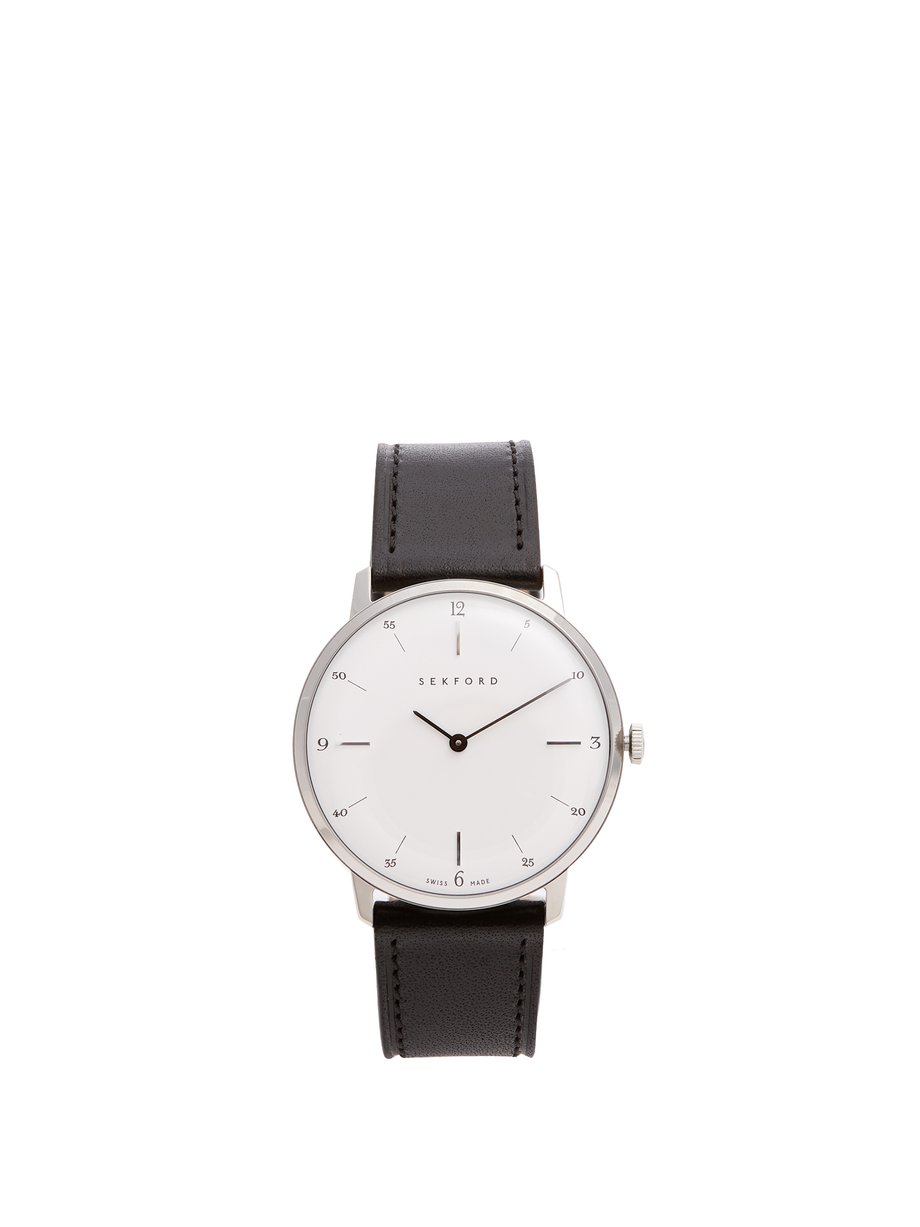 Black Type 1A stainless-steel and smooth-leather watch | Sekford ...