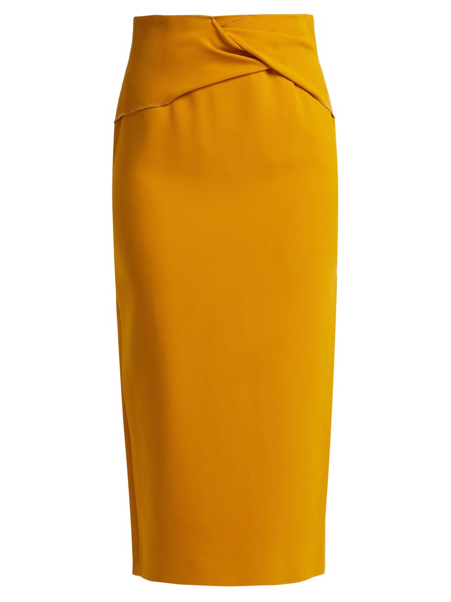 Orange Knotted high-rise cady pencil skirt | Rochas | MATCHESFASHION US