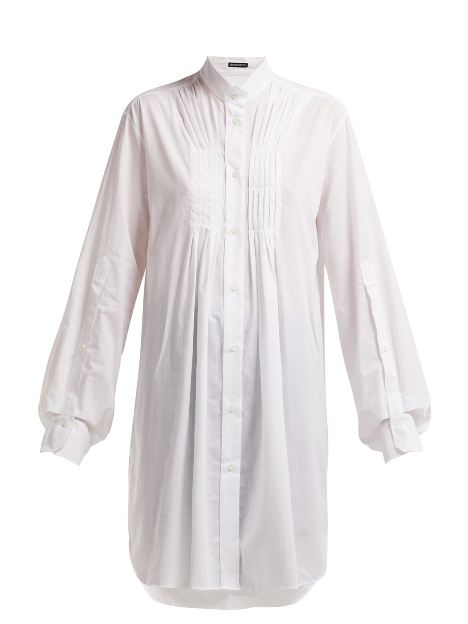 White Oversized pleat-front cotton shirt | Ann Demeulemeester ...