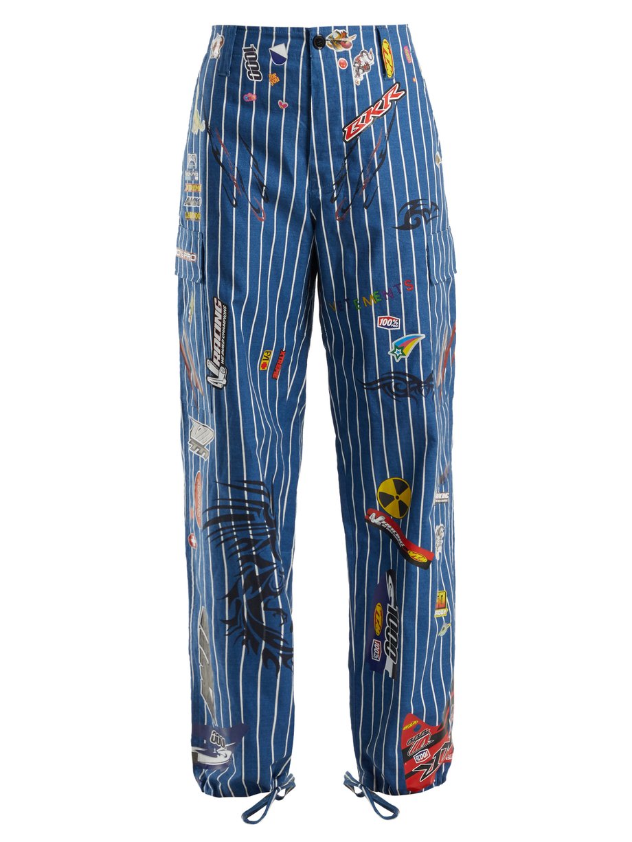 Vetements ヴェトモン Striped cargo trousers ブルー｜MATCHESFASHION（マッチズファッション)