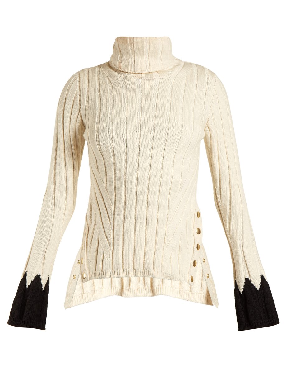 White Roll-neck ribbed sweater | Alexander McQueen | MATCHESFASHION US