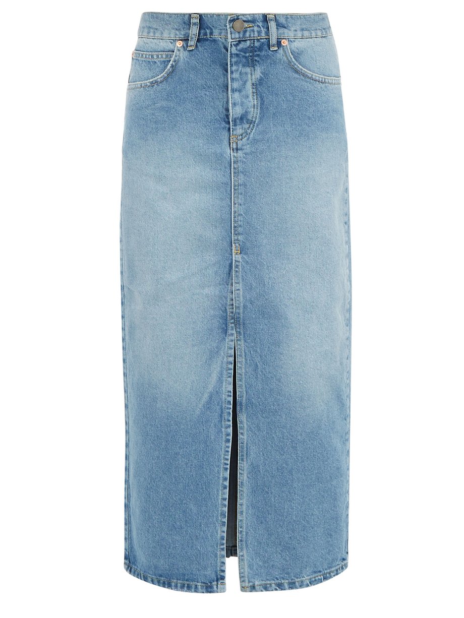 Blue Slit-front denim maxi pencil skirt | Raey | MATCHESFASHION UK