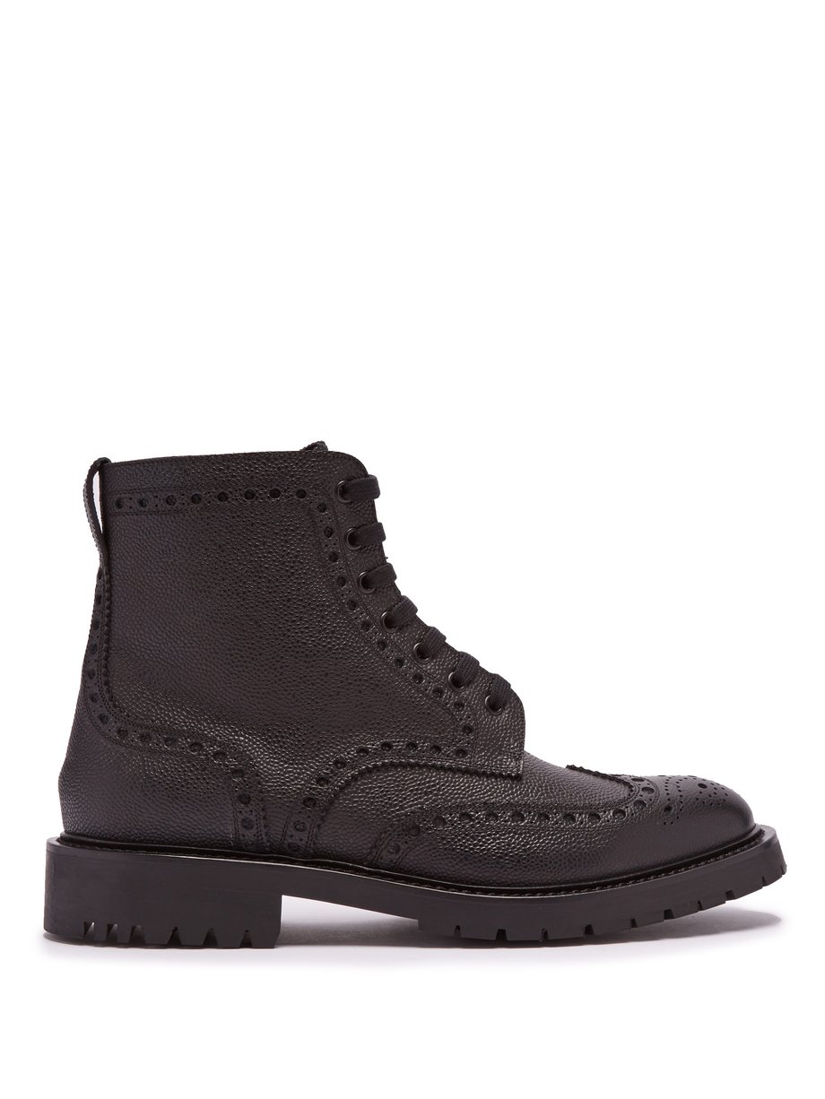 Black Barkestone perforated leather ankle boots | Burberry ...