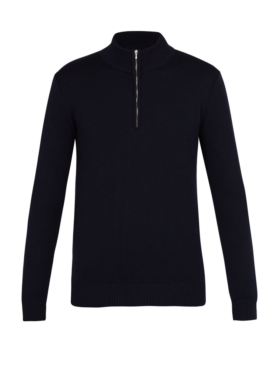 Navy High-neck wool sweater | De Bonne Facture | MATCHESFASHION US