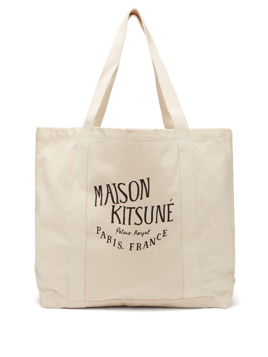 White Logo cotton-canvas tote | Maison Kitsuné | MATCHESFASHION UK