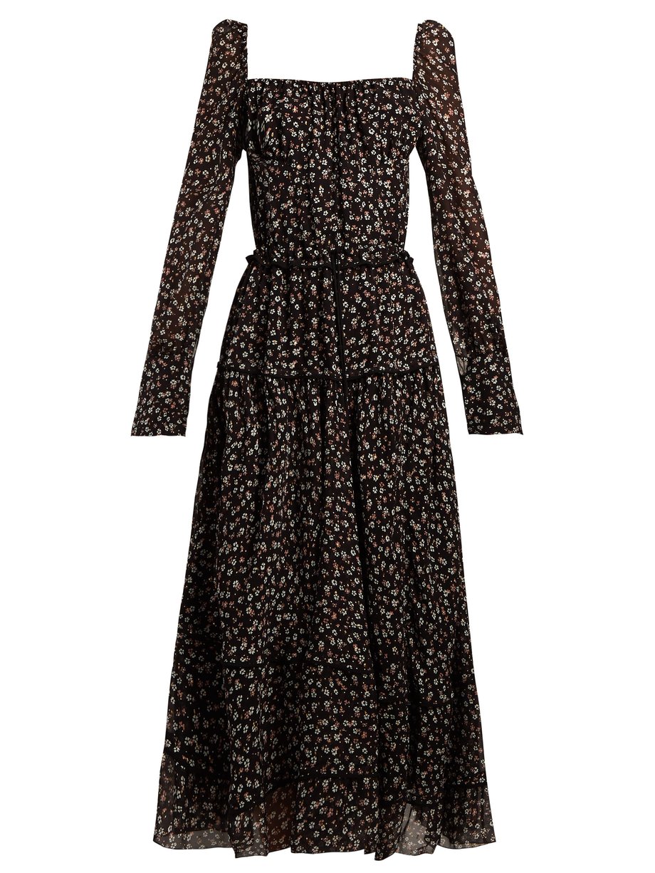 Black Lahiri floral-print silk-blend dress | Altuzarra | MATCHESFASHION UK