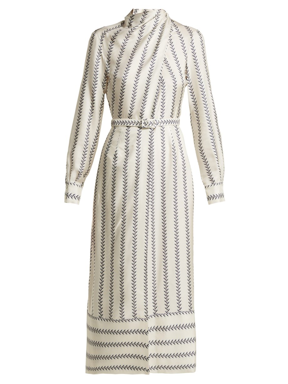 Neutral Josefina boot-print silk dress | Gabriela Hearst ...