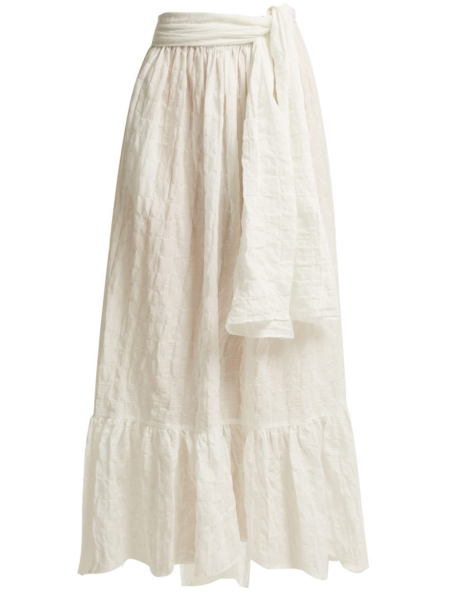White Nicole tiered seersucker skirt | Lisa Marie Fernandez ...