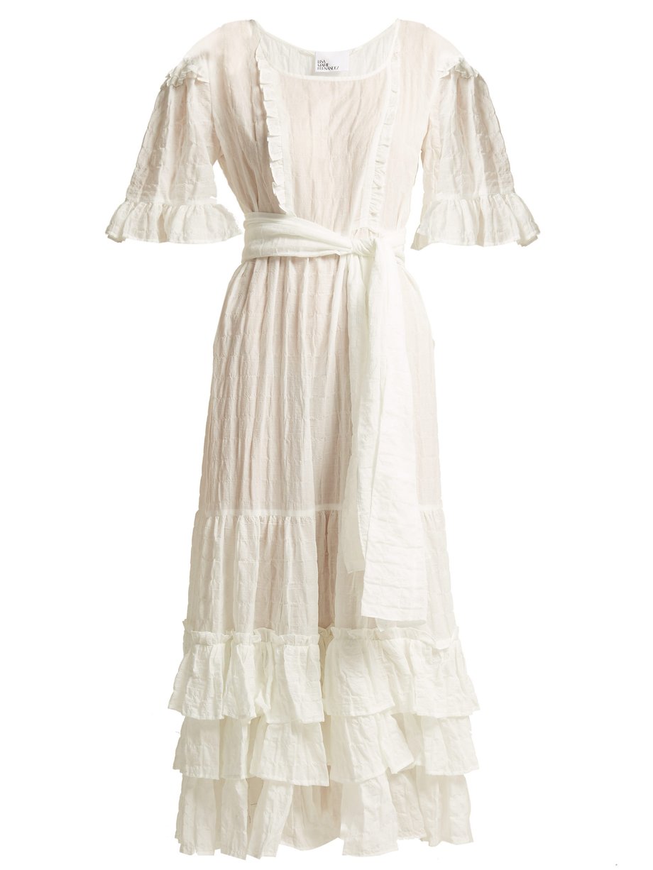 White January seersucker dress | Lisa Marie Fernandez | MATCHESFASHION US