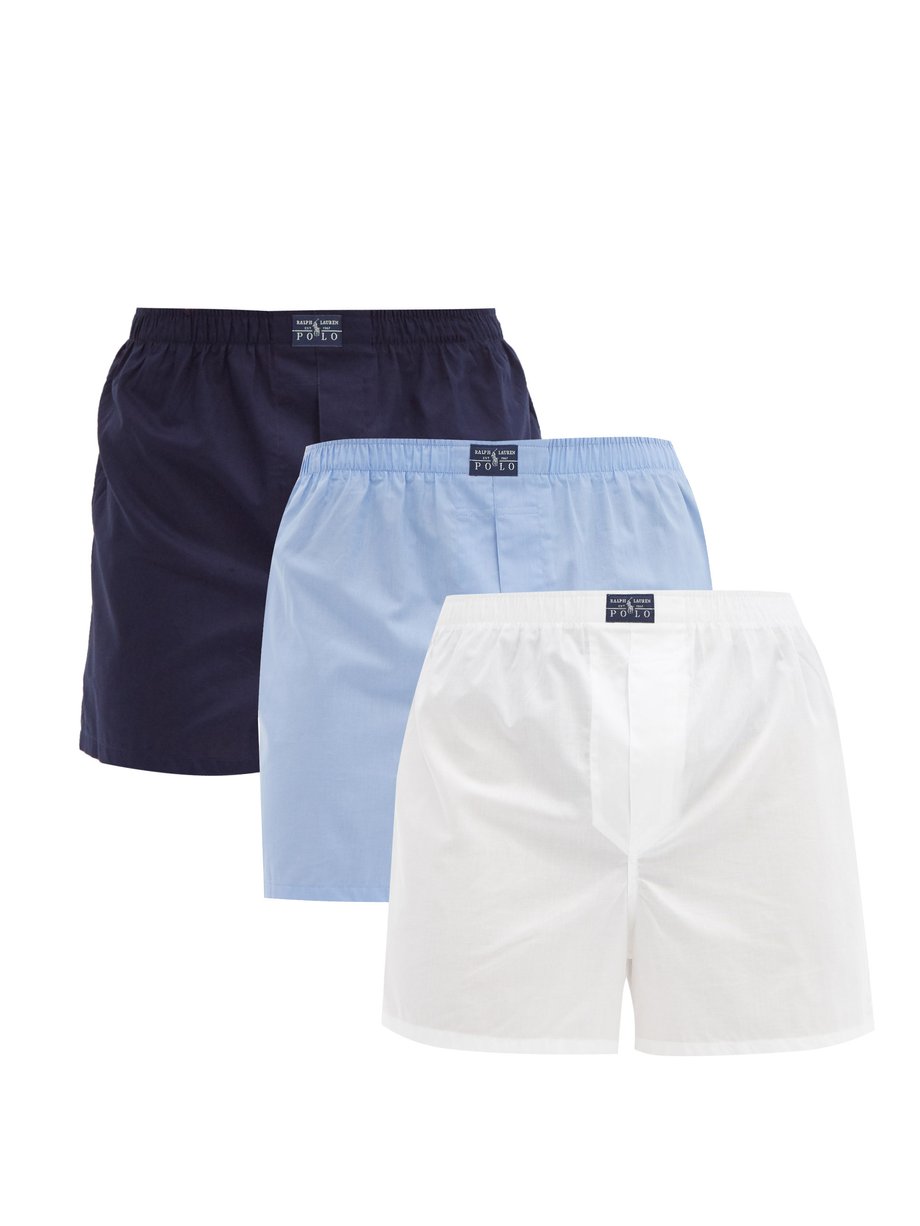 폴로 랄프로렌 언더웨어 3팩 Polo Ralph Lauren Blue Pack of three cotton boxer shorts