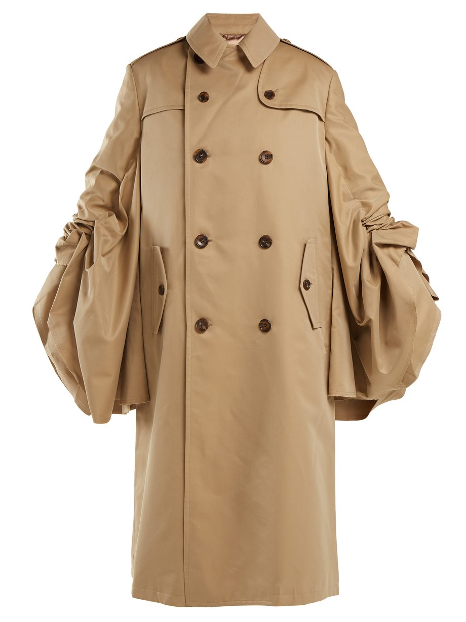 Neutral Ruched-sleeve cotton-gabardine trench coat | Junya Watanabe ...