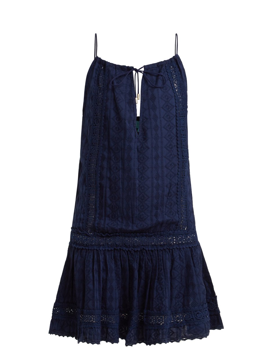 Blue Chelsea broderie-anglaise cotton dress | Melissa Odabash ...