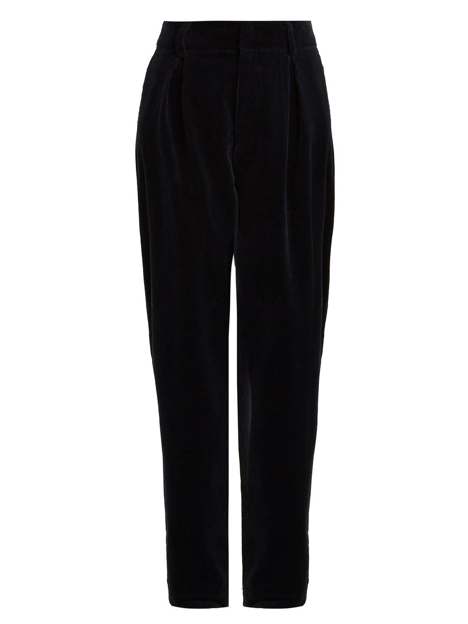 Navy Ridgewood cotton-blend corduroy trousers | Ganni | MATCHESFASHION US