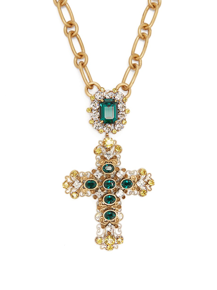 Metallic Crystal-embellished cross 