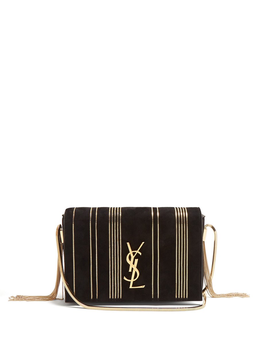 Black Kate small chain-embellished suede cross-body bag | Saint Laurent ...