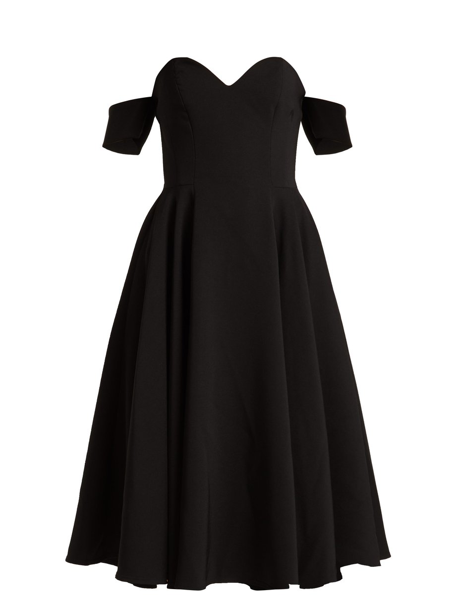 Black Off-the-shoulder crepe dress | Sara Battaglia | MATCHESFASHION US