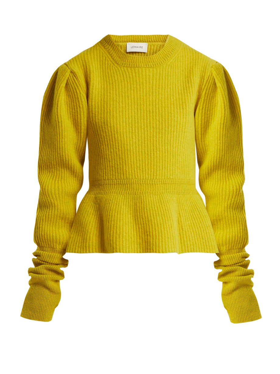 Yellow Peplum-hem ribbed-knit wool sweater | Lemaire | MATCHESFASHION US