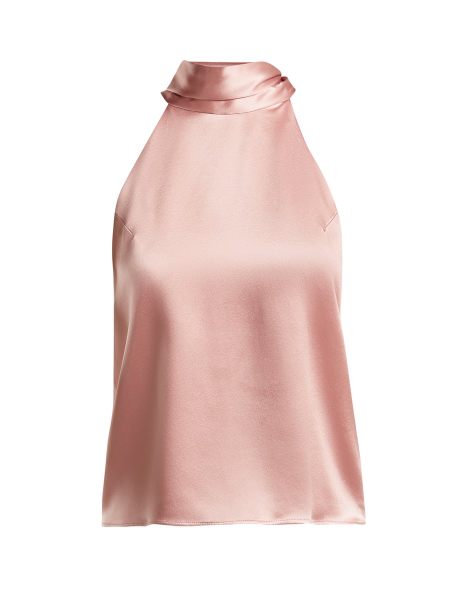 Pink Halterneck Silk Top Galvan Matchesfashion Us 1087