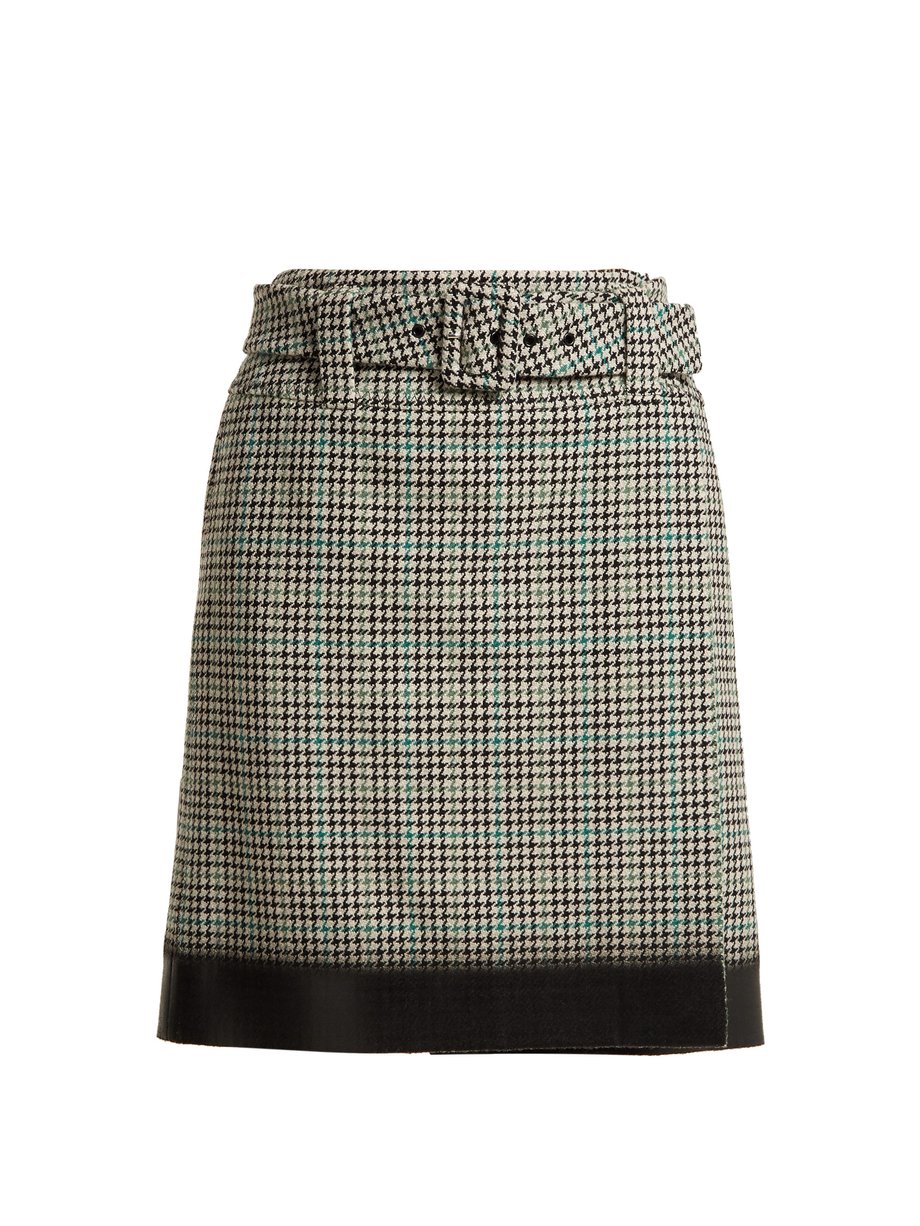 Green Houndstooth wool-blend tweed midi skirt | Prada | MATCHESFASHION UK
