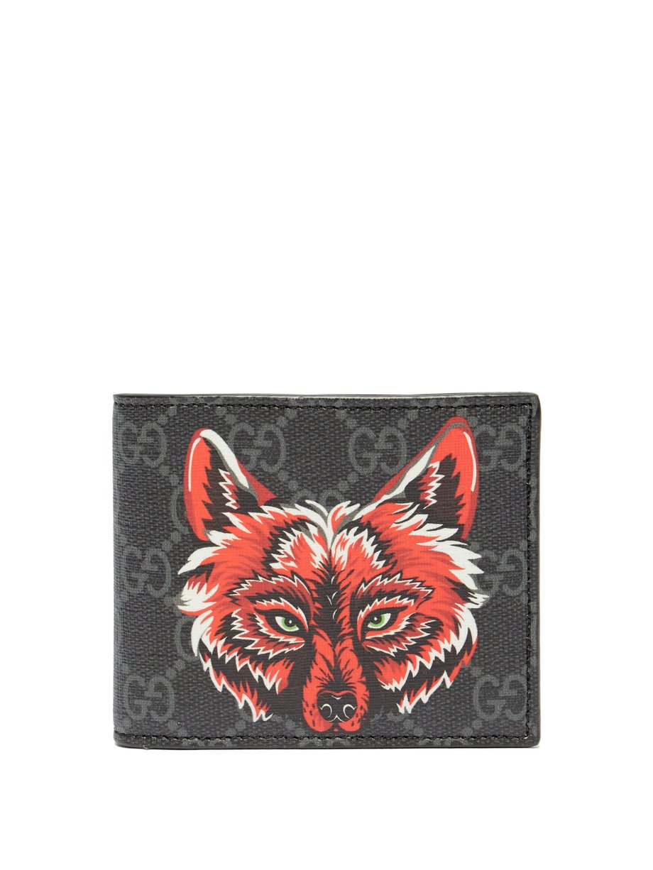 Black GG Supreme Wolf bi-fold wallet 