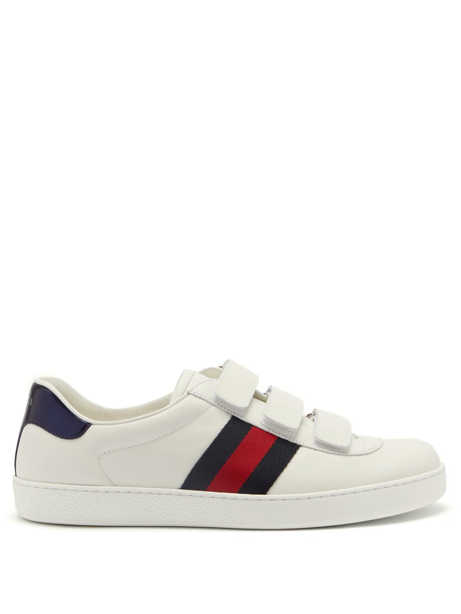 Ace Web-stripe low-top leather trainers 