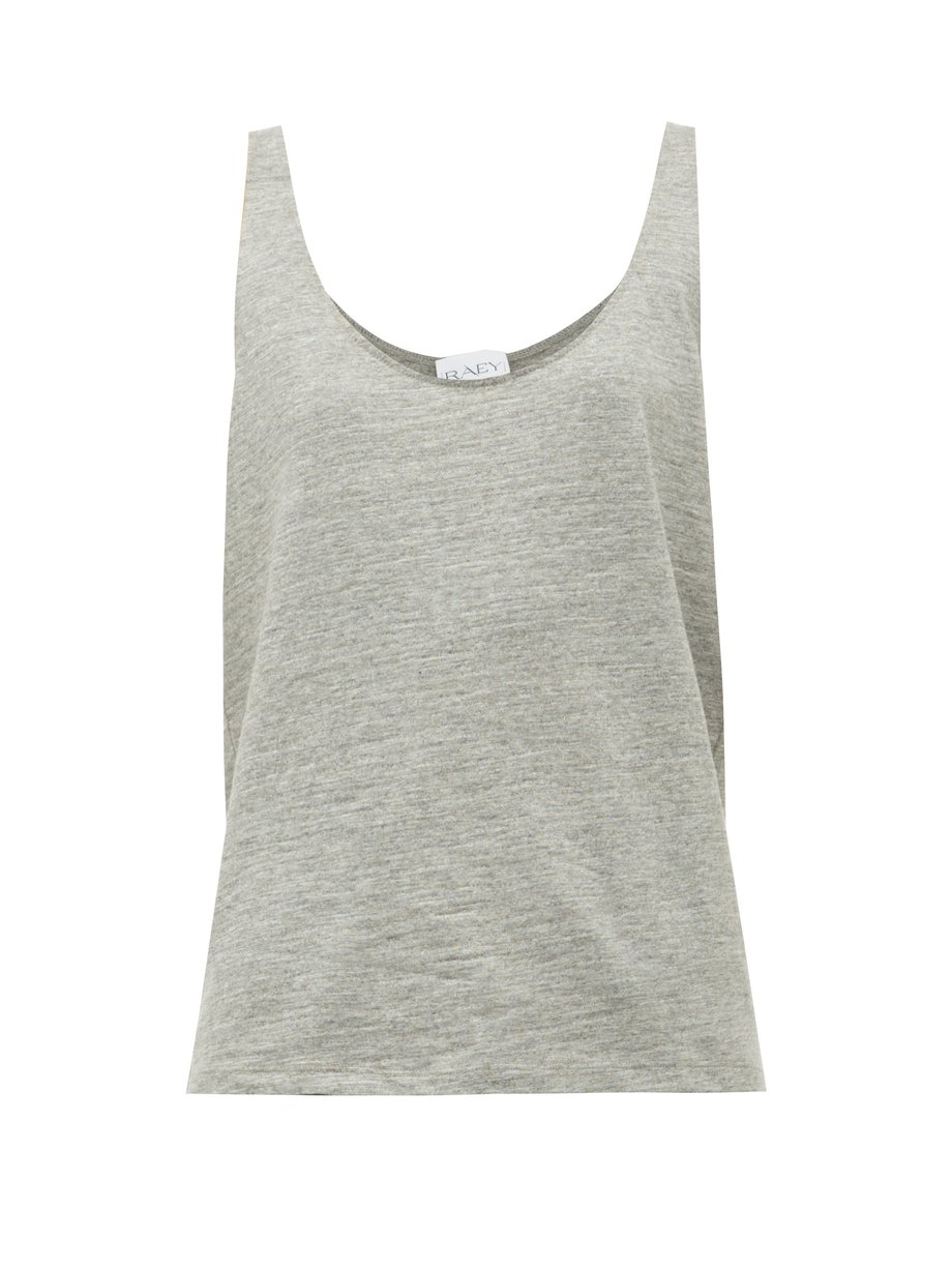 Grey Skinny-strap cotton-jersey vest | Raey | MATCHESFASHION UK