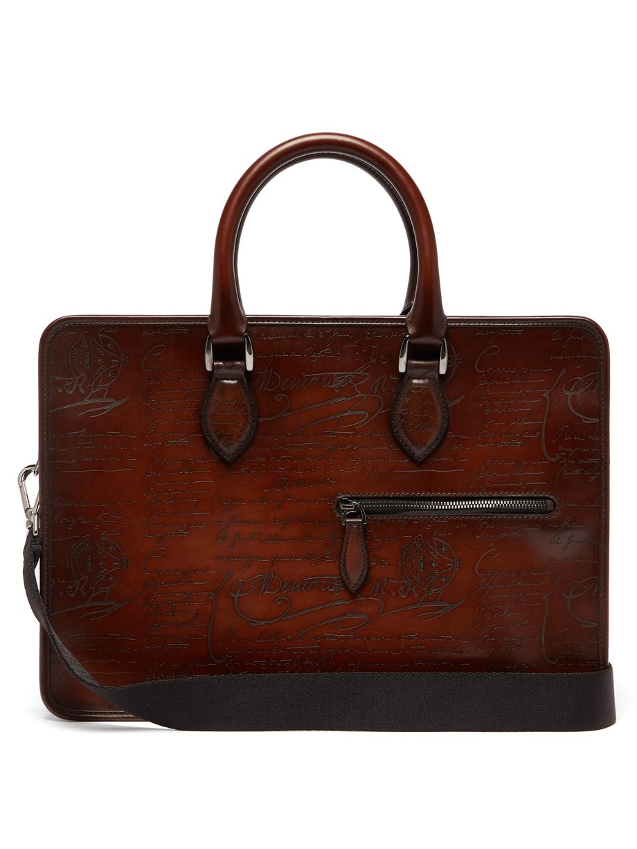 Berluti Berluti Un Jour Scritto mini leather briefcase Brown ...